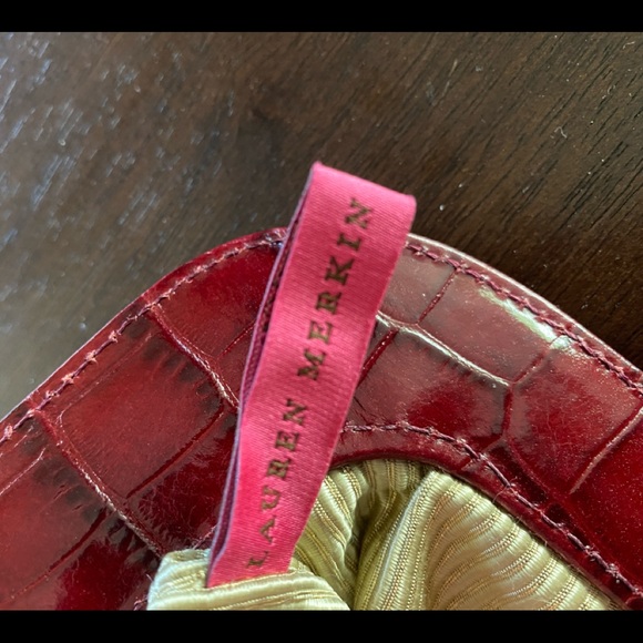 Lauren merkin red croc embossed leather clutch - Picture 5 of 5